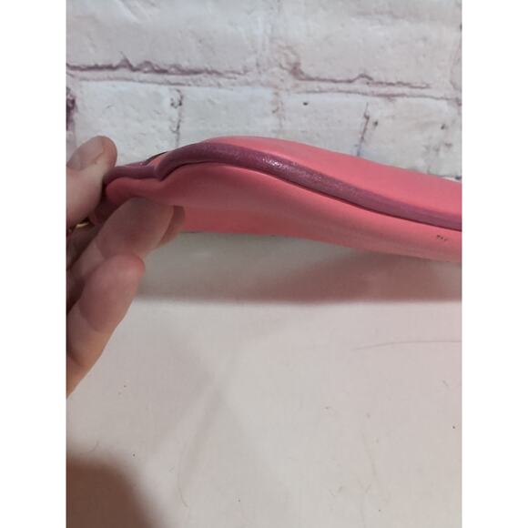 COACH Wristlet Pink Leather Multi Triple Zipper and Pockets Clutch Large Wallet - Picture 9 of 13